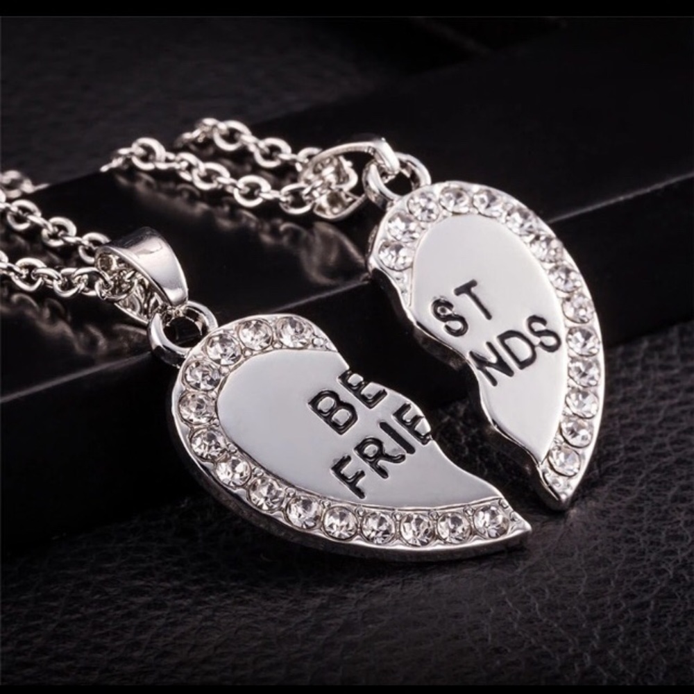 CUTE BEST FRIEND 2 Halves Heart Pendant Necklace
